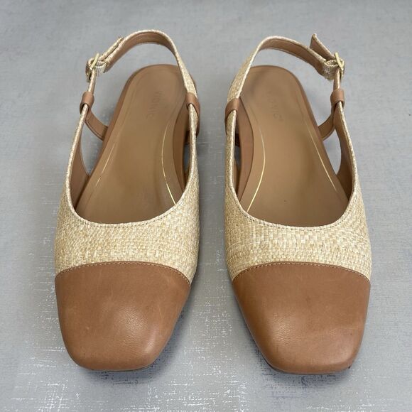 Vionic Petaluma Slingback Flats Raffia Leather Cap Toe Arch Support Shoes 7.5 M - Picture 3 of 14